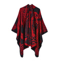 Women's Fall-Winter Ethnic Versatile Slit Plaid Shawl + Cape 2026 - Red