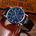 Fashionable Formal Gift 3 Eye Mens Watch Quartz Mens Watch Blue Light Glass Belt Watch Mens Watch