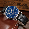 Fashionable Formal Gift 3 Eye Mens Watch Quartz Mens Watch Blue Light Glass Belt Watch Mens Watch