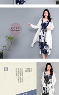 Women's Summer Ethnic Mid-Length Long Dress + Cardigan + Tank Top + Skirt 2-Piece Set - As Pictured