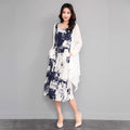 Women's Summer Ethnic Mid-Length Long Dress + Cardigan + Tank Top + Skirt 2-Piece Set - As Pictured