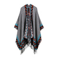 Women's Fall-Winter Ethnic Versatile Slit Plaid Shawl + Cape 2026 - Red