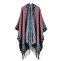 Women's Fall-Winter Ethnic Versatile Slit Plaid Shawl + Cape 2026 - Red