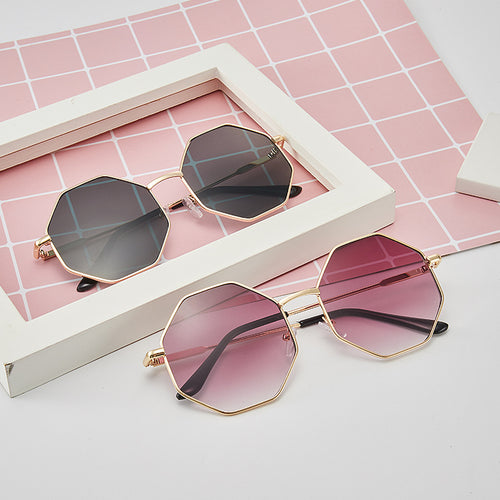 Metal Frame Polygon Sunglasses Western Small-Frame Mercury Ocean Lens Sunglasses 9715 UV-Proof Unique-Shaped Glasses
