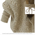 Women's Fall-Winter Fashion Plus Size Wool Tie-Front Loose Knit Top + Sweater + Cardi - Black