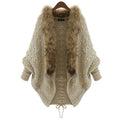 Women's Fall-Winter Fashion Plus Size Wool Tie-Front Loose Knit Top + Sweater + Cardi - Black