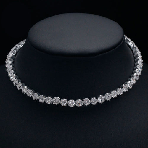 Western Fashionable Overseas Bestseller Full Diamond Bride Accessory Elegant Sparkle Glossy Rhinestone Solo Row Bead Collar Necklace Women 5425
