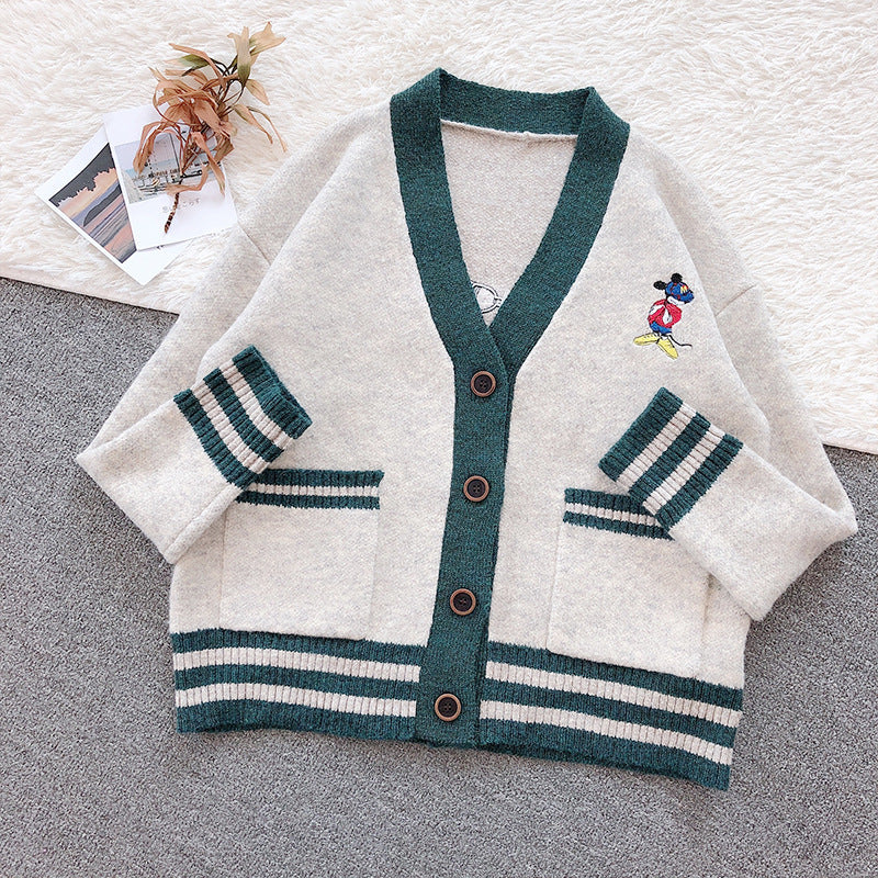 Women's Spring Hong Kong Retro Embroidered Knit Sweater + Cardigan + Jacket 2026 - Gray