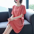 Plus Size Short Sleeve T-Shirt Dress for Women, 2026 Korean Loose Fit