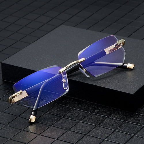 Custom uv400 Premium Rimless Glasses Unisex UV-Proof HD Fashionable Anti-Blue-Light Photochromic Glasses