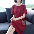 Plus Size Short Sleeve T-Shirt Dress for Women, 2026 Korean Loose Fit