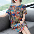 Ice Silk Plus Size Short Sleeve Mom Dress, 2024