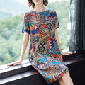 Ice Silk Plus Size Short Sleeve Mom Dress, 2024
