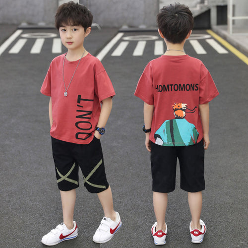 Boys' Cartoon Print Summer Short Sleeve Set