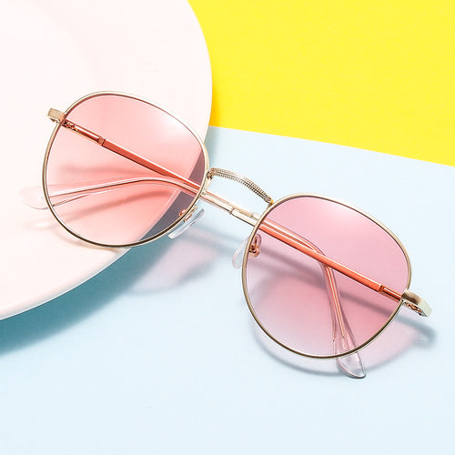 2023 New Import Retro Round Light Sunglasses Western Street Snap Ocean Lens Metal Sunglasses UV-Proof