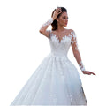V-Neck Cathedral Train Wedding Gown - Vintage Sexy Tulle Long Sleeve Bridal Dress