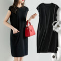 Plus Size Solid T-Shirt Dress, Korean Fairy Mid-Length