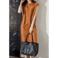 Plus Size Solid T-Shirt Dress, Korean Fairy Mid-Length