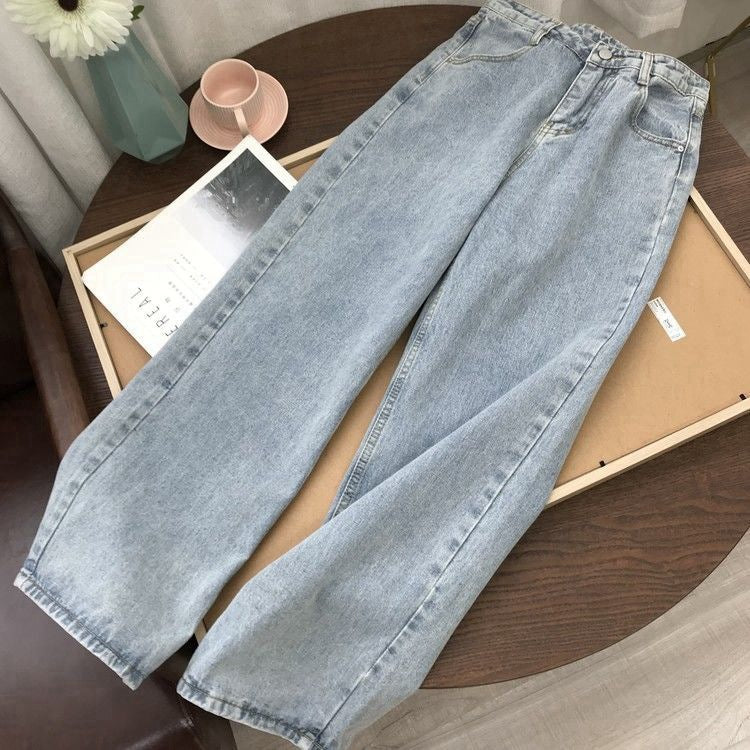 Korean Retro High Waist Loose Wide Leg Straight Leg Pants