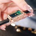 2026 New Fashionable Square Piece Watch Live Womens Watch Retro Influencer Fashionable Small Green Watch Malachite Green Dial Watch