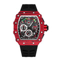 PINTIME / Item Time Starry Sky Rhinestone Wine Barrel Type Mens Watch 6 Hand 3 Eye Multifunction Beige Tight Date Silicone