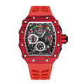 PINTIME / Item Time Starry Sky Rhinestone Wine Barrel Type Mens Watch 6 Hand 3 Eye Multifunction Beige Tight Date Silicone