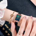 2026 New Fashionable Square Piece Watch Live Womens Watch Retro Influencer Fashionable Small Green Watch Malachite Green Dial Watch