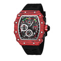 PINTIME / Item Time Starry Sky Rhinestone Wine Barrel Type Mens Watch 6 Hand 3 Eye Multifunction Beige Tight Date Silicone