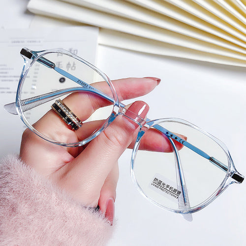 Anti-Blue-Light Myopia Glasses Frame Korean Trendy Overseas Face-Slimming Polygon Plano Bare Face Finish Item Student Prescription Sunglasses