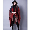 Women's Fall-Winter Ethnic Versatile Slit Plaid Shawl + Cape 2026 - Red