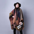 Women's Fall-Winter Ethnic Versatile Slit Plaid Shawl + Cape 2026 - Red