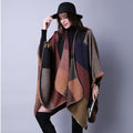 Women's Fall-Winter Ethnic Versatile Slit Plaid Shawl + Cape 2026 - Red