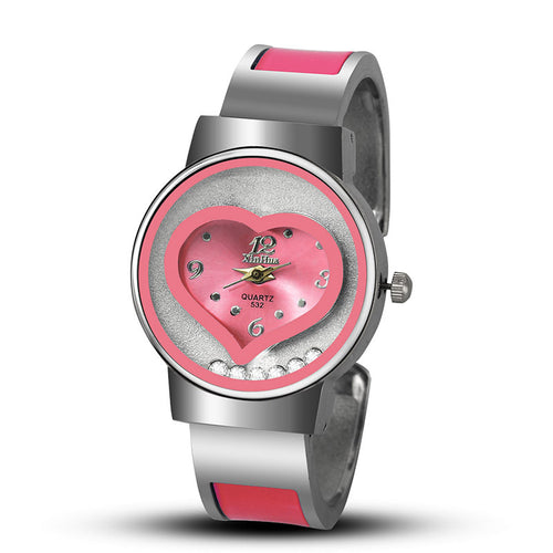 2023 Export New xinhua New Heart-Shaped Watch Ladies Watch Bangle Watch Hot Sale Versatile