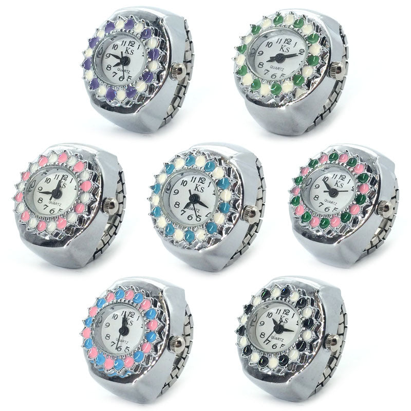 Fashion ring electronic watch, flip-up male and female couple ring watch, ten yuan store street stall new product