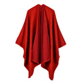 Women's Fall-Winter Ethnic Versatile Slit Plaid Shawl + Cape 2026 - Red