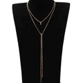 Western Accessory Fashionable Double-Layer Long Style Retro Collarbone Necklace Double-Layer Simple Fringe Beaded Chain Necklace N4705