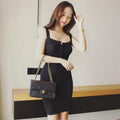 Nightclub Sexy Button Wrap Bodycon Knit Camisole Dress
