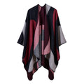 Women's Fall-Winter Ethnic Versatile Slit Plaid Shawl + Cape 2026 - Red