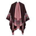 Women's Fall-Winter Ethnic Versatile Slit Plaid Shawl + Cape 2026 - Red
