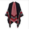 Women's Fall-Winter Ethnic Versatile Slit Plaid Shawl + Cape 2026 - Red