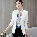 Women's Spring Korean Casual Long Sleeve Fitted Cropped Jacket 2026 - White