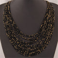 Western Fashionable Personality Versatile Bohemian Ethnic Style Beige Bead Strand Bead Elegant Multi-Layer Statement Necklace