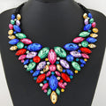 Overseas Accessory Western Trendy Fashionable Metal Dazzling Luxury Sparkle Dazzling Gem Elegant V Lettering Statement Necklace Women