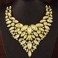 Overseas Accessory Western Trendy Fashionable Metal Dazzling Luxury Sparkle Dazzling Gem Elegant V Lettering Statement Necklace Women