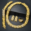 EU/US Import Bestseller 18K Bronze Ba Wheat Ears Set Inlay Full Diamond Necklace Bracelet Set Earrings Ring Banquet Women Set