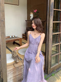 Purple Camisole Fitted Beach Dress, Date Night Style
