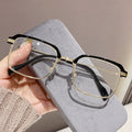 Anti-Blue-Light Myopia Glasses New Influencer Pick Browline Men HD Formal Si Pattern Half-Rim Glasses Frame Prescription Sunglasses