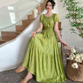 Rayon Floral Off-Shoulder Elastic Waist Bohemian Beach Dress