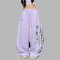 Summer Casual Rose Crystal Wide Leg Pants