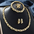 Amazon New Import Bead Gem Set Geometric Twist Rhinestone Copper Necklace Earrings Set Bracelet Ring Wedding Set